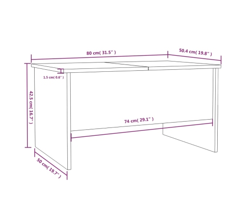 Mesa de centro madera de ingeniería gris Sonoma 80x50x42,5 cm