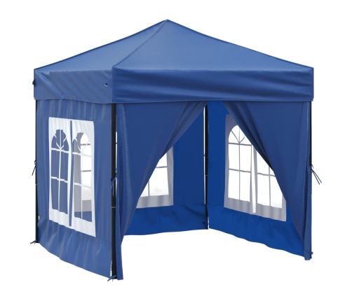 Carpa para fiestas plegable con paredes laterales azul 2x2 m