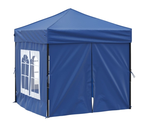 Carpa para fiestas plegable con paredes laterales azul 2x2 m