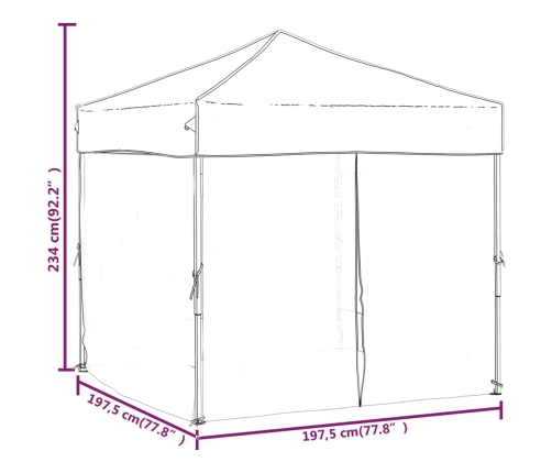 Carpa para fiestas plegable con paredes laterales azul 2x2 m