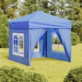 Carpa para fiestas plegable con paredes laterales azul 2x2 m