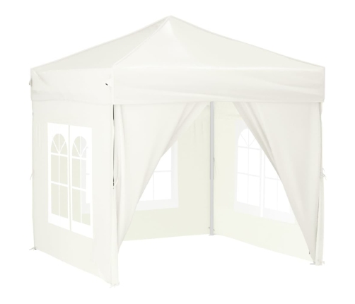 Carpa para fiestas plegable con paredes laterales crema 2x2 m