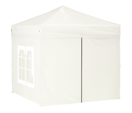 Carpa para fiestas plegable con paredes laterales crema 2x2 m