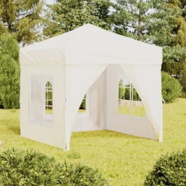 Carpa para fiestas plegable con paredes laterales crema 2x2 m