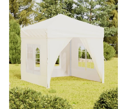 Carpa para fiestas plegable con paredes laterales crema 2x2 m