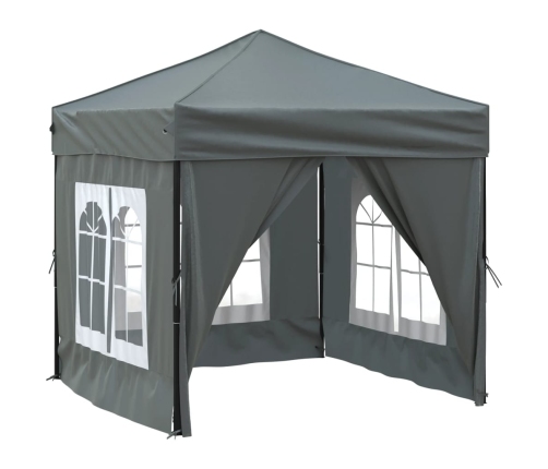 Carpa de fiesta plegable con paredes laterales antracita 2x2 m