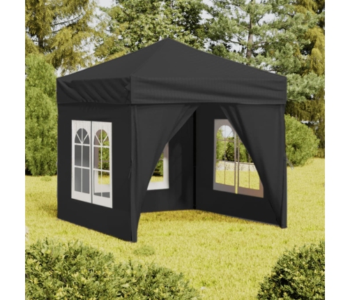 Carpa de fiesta plegable con paredes laterales antracita 2x2 m