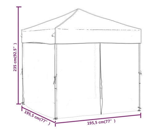 Carpa para fiestas plegable con paredes laterales blanco 2x2 m