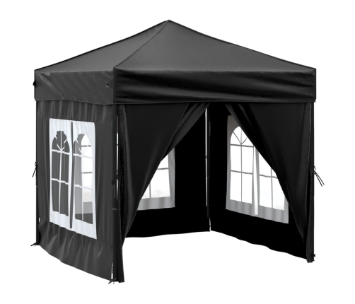 Carpa para fiestas plegable con paredes laterales negro 2x2 m