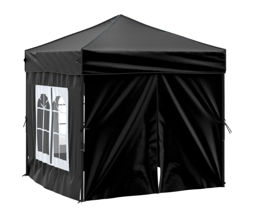 Carpa para fiestas plegable con paredes laterales negro 2x2 m