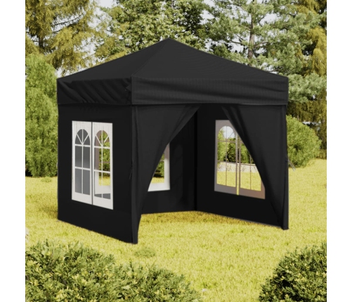 Carpa para fiestas plegable con paredes laterales negro 2x2 m