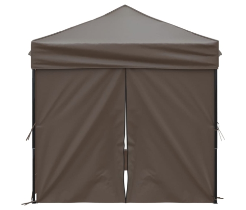 Carpa de fiesta plegable con paredes laterales gris taupe 2x2 m