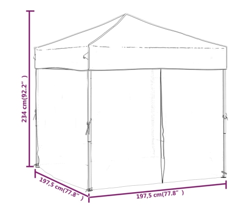 Carpa de fiesta plegable con paredes laterales gris taupe 2x2 m