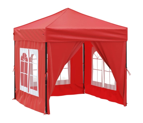 Carpa para fiestas plegable con paredes laterales rojo 2x2 m