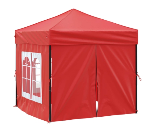 Carpa para fiestas plegable con paredes laterales rojo 2x2 m