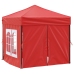 Carpa para fiestas plegable con paredes laterales rojo 2x2 m