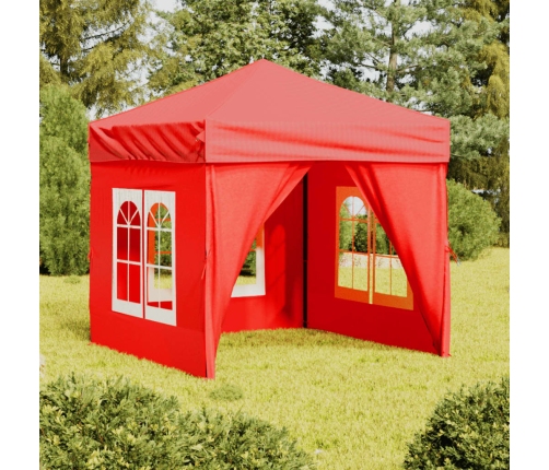 Carpa para fiestas plegable con paredes laterales rojo 2x2 m