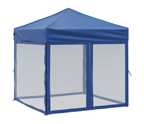 Carpa para fiestas plegable con paredes laterales azul 2x2 m