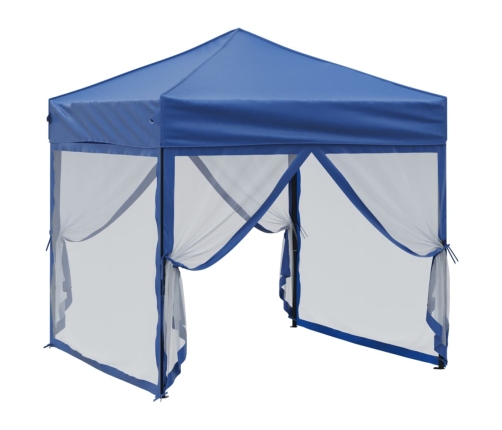 Carpa para fiestas plegable con paredes laterales azul 2x2 m