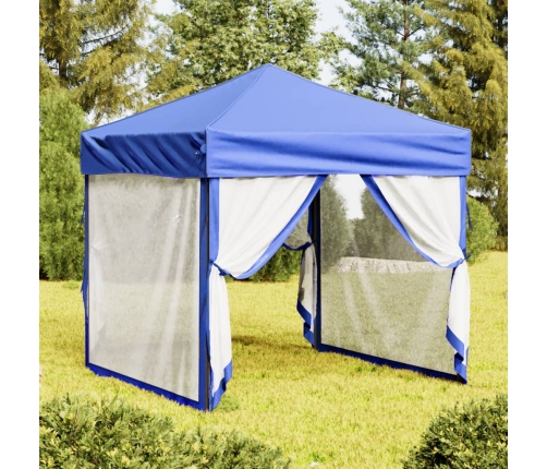 Carpa para fiestas plegable con paredes laterales azul 2x2 m