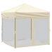 Carpa para fiestas plegable con paredes laterales crema 2x2 m