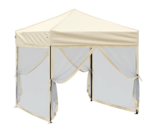 Carpa para fiestas plegable con paredes laterales crema 2x2 m