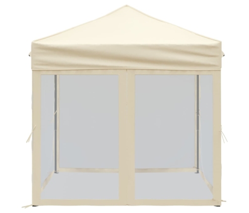 Carpa para fiestas plegable con paredes laterales crema 2x2 m