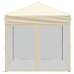 Carpa para fiestas plegable con paredes laterales crema 2x2 m