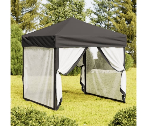 Carpa para fiestas plegable con paredes gris antracita 2x2 m