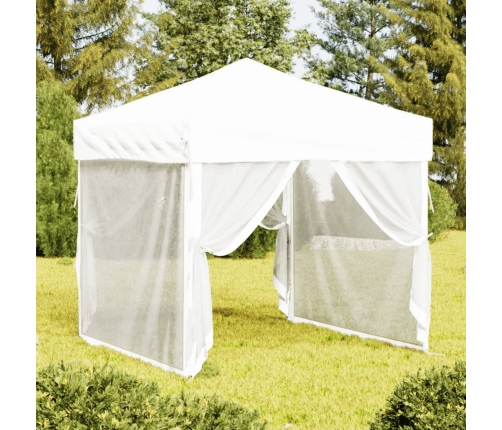 Carpa para fiestas plegable con paredes laterales blanca 2x2 m