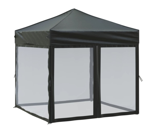 Carpa para fiestas plegable con paredes laterales negro 2x2 m