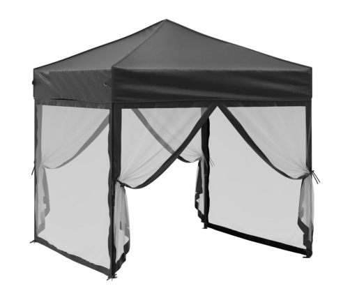 Carpa para fiestas plegable con paredes laterales negro 2x2 m