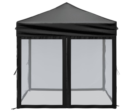 Carpa para fiestas plegable con paredes laterales negro 2x2 m