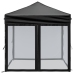 Carpa para fiestas plegable con paredes laterales negro 2x2 m