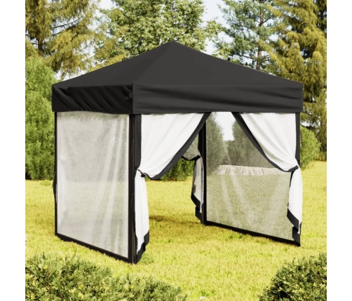 Carpa para fiestas plegable con paredes laterales negro 2x2 m