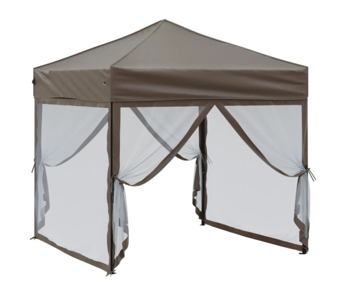 Carpa para fiestas plegable con paredes gris taupé 2x2 m