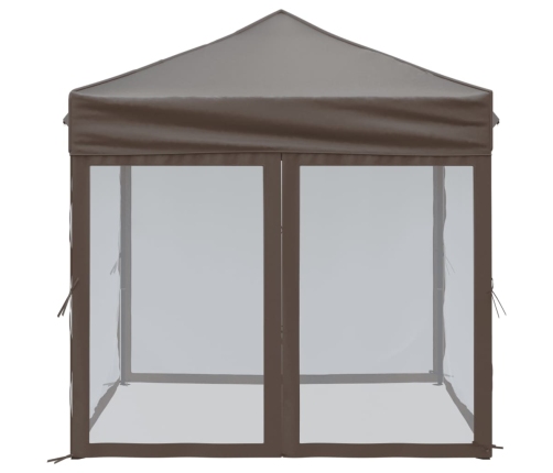 Carpa para fiestas plegable con paredes gris taupé 2x2 m