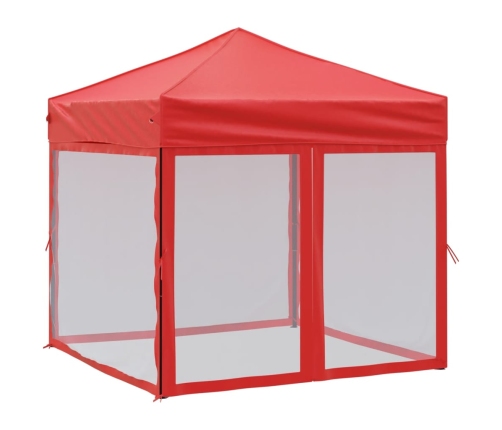 Carpa para fiestas plegable con paredes laterales roja 2x2 m