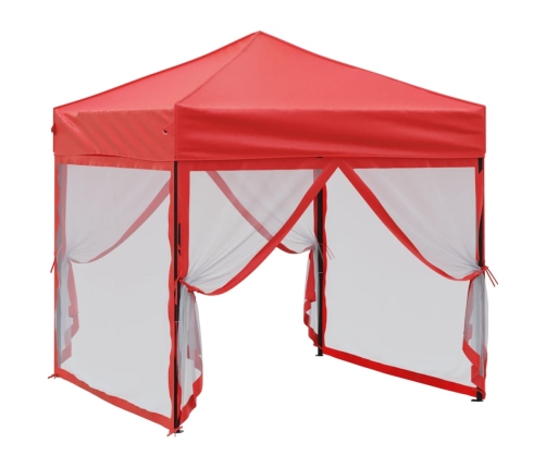 Carpa para fiestas plegable con paredes laterales roja 2x2 m