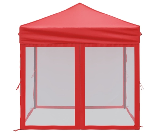 Carpa para fiestas plegable con paredes laterales roja 2x2 m