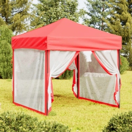 Carpa para fiestas plegable con paredes laterales roja 2x2 m