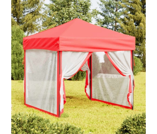 Carpa para fiestas plegable con paredes laterales roja 2x2 m