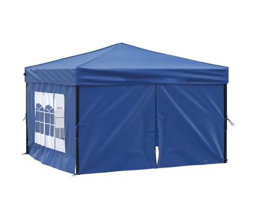 Carpa para fiestas plegable con paredes laterales azul 3x3 m