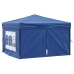 Carpa para fiestas plegable con paredes laterales azul 3x3 m