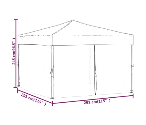 Carpa para fiestas plegable con paredes laterales azul 3x3 m