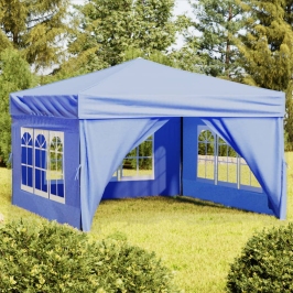 Carpa para fiestas plegable con paredes laterales azul 3x3 m