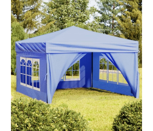 Carpa para fiestas plegable con paredes laterales azul 3x3 m