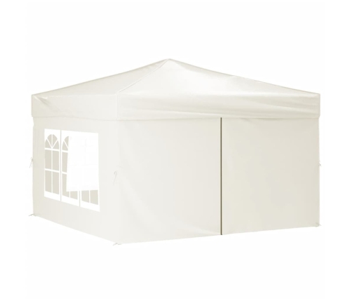 Carpa para fiestas plegable con paredes laterales crema 3x3 m