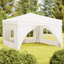 Carpa para fiestas plegable con paredes laterales crema 3x3 m