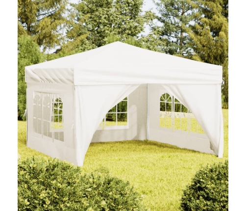 Carpa para fiestas plegable con paredes laterales crema 3x3 m